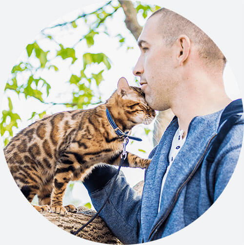 bengal cat and owner